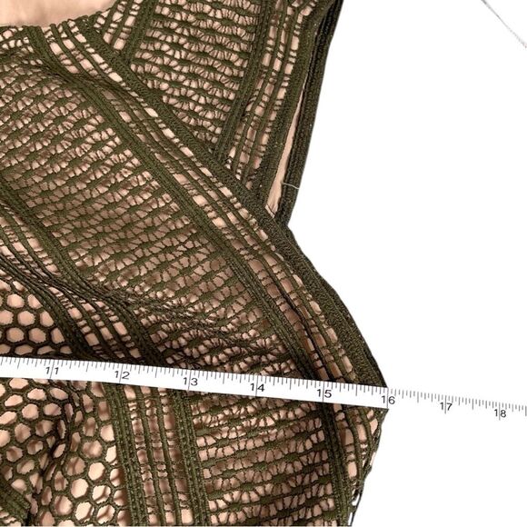 Marie Oliver Hunter Green Lace Sleeveless Flounce Mini Cocktail Dress Size 6 - Picture 6 of 8